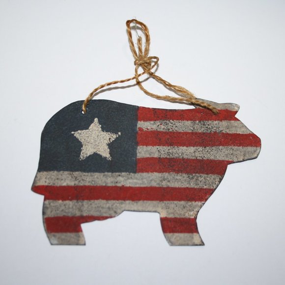 🐄 American Flag Cow Ornament · 4.75" Long - Picture 1 of 4